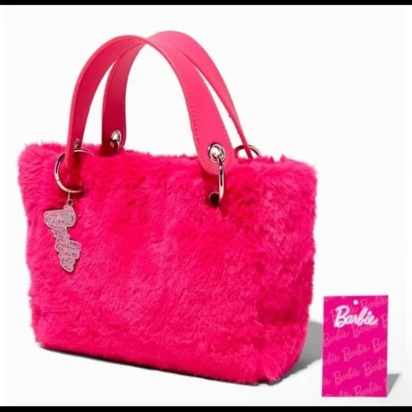 ‼️FINAL PRICE DROP‼️ BNWT Barbie Movie Pink Faux Fur Tote Bag - Picture 3 of 4